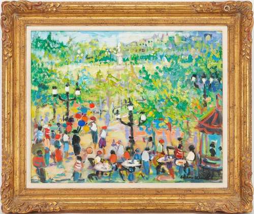 ARTHUR WEEKS OIL ON CANVAS PAINTING, TUILERIES CAFE