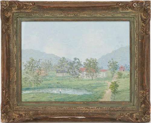 J. VANCE MILLER O/B LANDSCAPE PAINTING, FARM POND