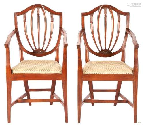 PAIR SOUTHERN HEPPLEWHITE ARM CHAIRS