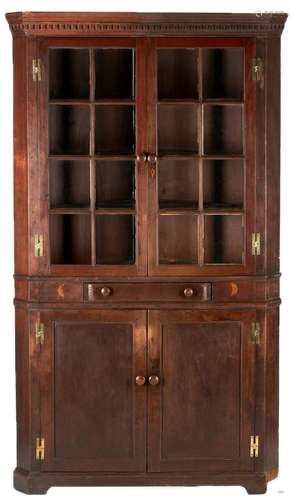 SOUTHERN CHERRY INLAID CORNER CUPBOARD