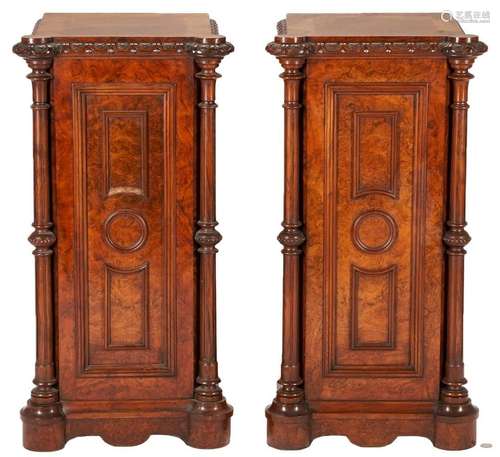 PAIR OF CONTINENTAL RENAISSANCE REVIVAL BURLWOOD PEDESTALS