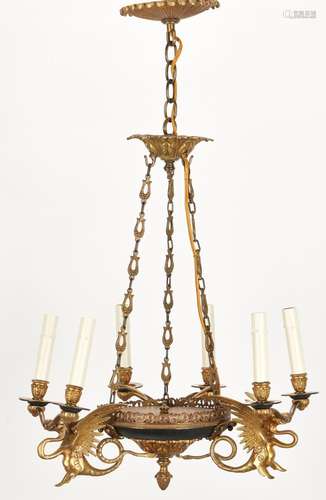 FRENCH EMPIRE STYLE CHANDELIER W/ GRIFFINS