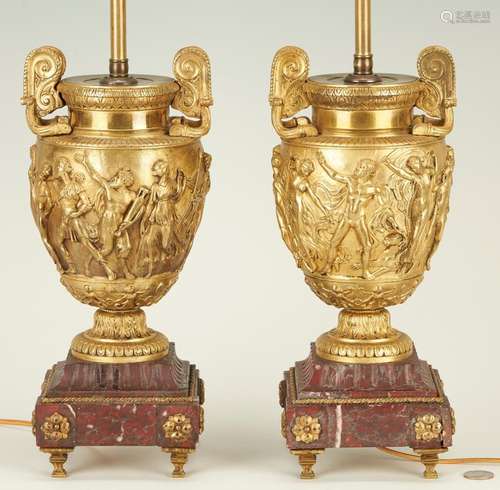 PR. FRENCH GILT BRONZE NEO GREC URN FORM LAMPS