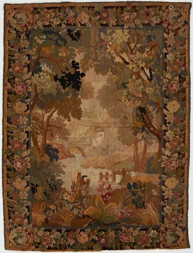 LARGE FRENCH AUBUSSON LANDSCAPE TAPESTRY