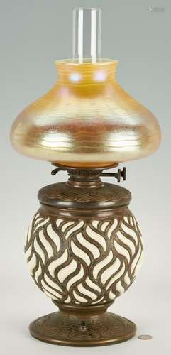 TIFFANY STUDIOS LAMP WITH FAVRILE SHADE, C. 1899