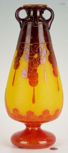 SCHNEIDER LE VERRE GROSEILLES ART GLASS VASE