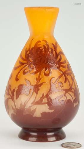 GALLE CAMEO GLASS CHRYSANTHEMUM VASE