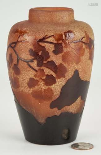 GALLE CAMEO GLASS ORCHID VASE