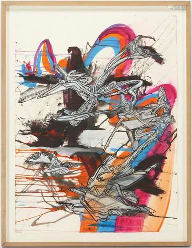 WANG SULING MIXED MEDIA ABSTRACT PAINTING, UNTITLED, 2006, 2...