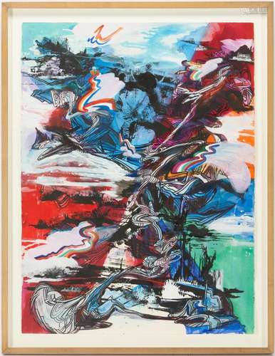 WANG SULING MIXED MEDIA ABSTRACT PAINTING, UNTITLED, 2006, 3...