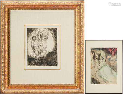 TWO MARC CHAGALL FRAMED PRINTS, ILLUSTRATIONS FROM THE BIBLE