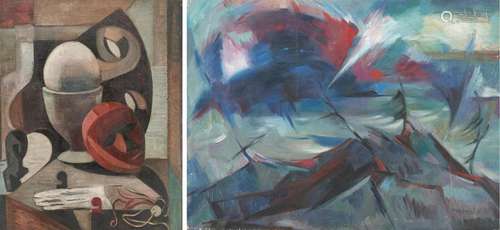 2 PHILLIP PERKINS CUBIST AND EXPRESSIONIST PAINTINGS