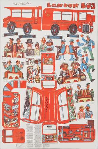 RED GROOMS LONDON BUS POSTER, SIGNED