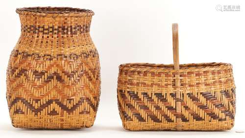 2 NATIVE AMERICAN CHEROKEE RIVERCANE BASKETS