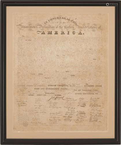 BENJAMIN TYLER 1818 COPY OF THE DECLARATION OF INDEPENDENCE