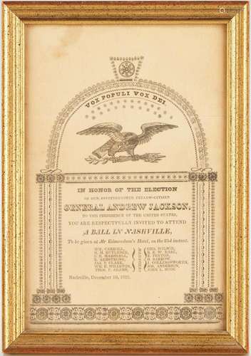 INVITATION TO PRES. ELECT ANDREW JACKSON NASHVILLE BALL, 182...