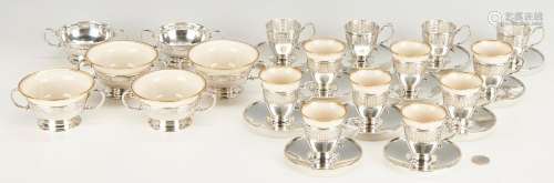 30 STERLING CUPS W/ PORCELAIN INSERTS, TIFFANY & CO, WEB...