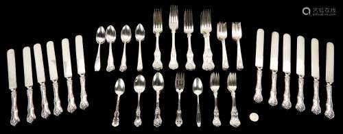 58 PCS. ASSORTED STERLING SILVER FLATWARE, INCL. SHELL PATTE...