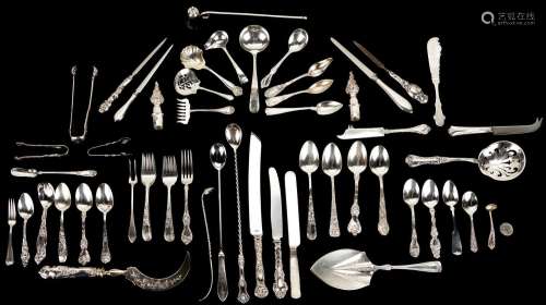 57 PCS ASST FLATWARE INCL. MOSTLY STERLING, SILVER-PLATE, AN...