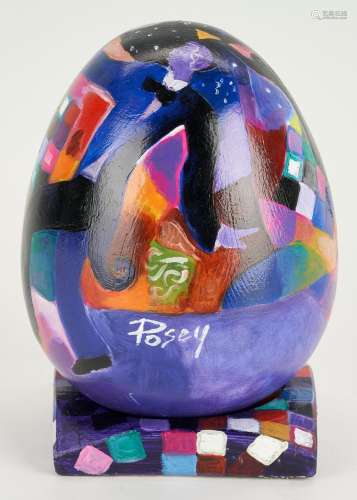 MARVIN POSEY PAINTED EGG ON STAND