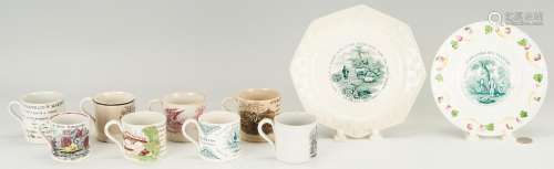 10 ENGLISH STAFFORDSHIRE POTTERY ITEMS, INCL. FRANKLIN'S MAX...