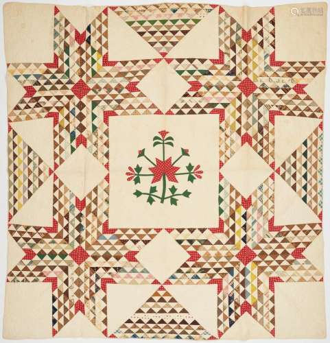 AMERICAN EIGHT POINTED STAR QUILT, 1840S