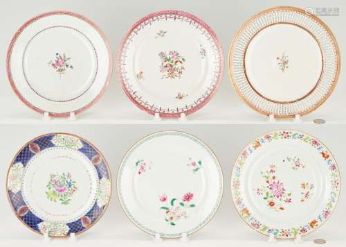 6 EARLY CHINESE EXPORT FAMILLE ROSE PORCELAIN PLATES