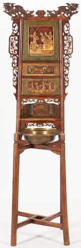 CHINESE WASH BASIN AND CARVED STAND