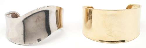 2 LADIES CUFF BRACELETS,14K GOLD & STERLING SILVER