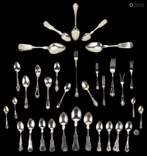 67 PCS. ASSORTED STERLING & COIN SILVER FLATWARE INC. KY
