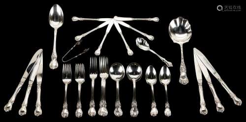 39 PCS. TOWLE OLD MASTER STERLING SILVER FLATWARE + 2 ASST.,...