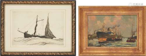 2 MARITIME ARTWORKS, INCL. REYNOLDS BEAL ETCHING & SMALL...