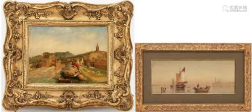 2 CONTINENTAL LANDSCAPE PAINTINGS: O/B SIGNED DULAC & VE...