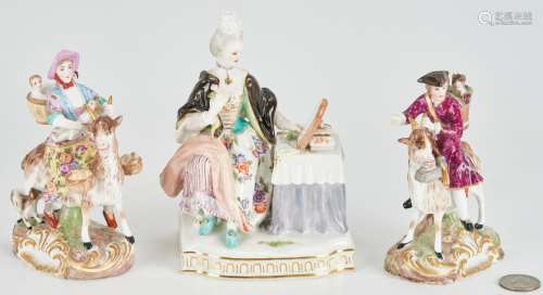 PR. FRENCH CHOISY-LE-ROY FIGURES & MEISSEN STYLE LADY AT...