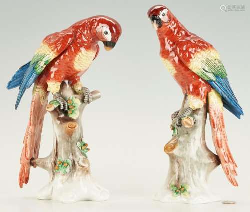 PAIR SITZENDORF PORCELAIN MACAW FIGURES