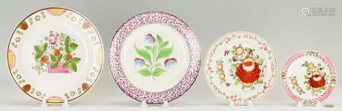 4 ENGLISH CERAMIC ITEMS, INCL. GAUDY DUTCH & SPATTERWARE