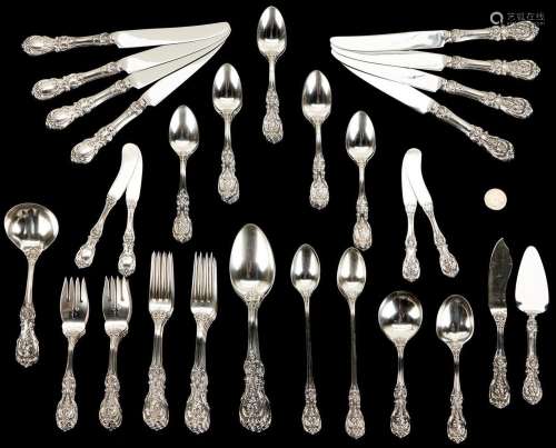 REED & BARTON STERLING FRANCIS I FLATWARE SERVICE FOR 8,...