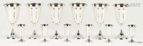 6 INTERNATIONAL STERLING WATER GOBLETS & 6 WEIGHTED STER...