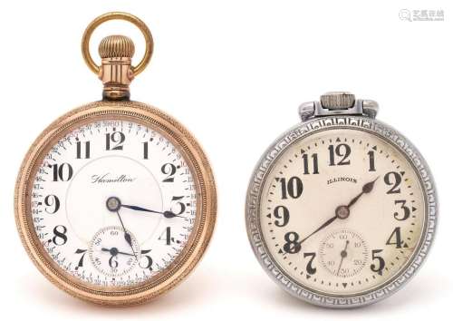 2 POCKET WATCHES, INCL. HAMILTON 940 & ILLINOIS ABE LINC...