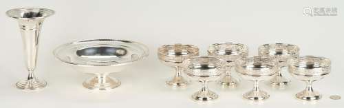 8 STERLING SILVER HOLLOWWARE ITEMS W/ WEIGHTED BASES, INCL. ...