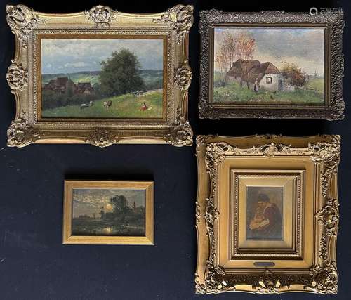 3 Landschaftsgemälde und 1 Genrebild/ 3 landscape paintings ...