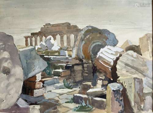 Karl Clobes (1912-1996), Ruinenlandschaft auf der Akropolis,...