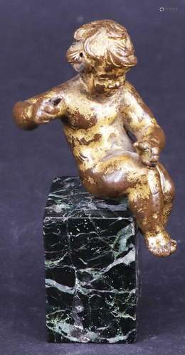 Kleiner Putto, Bronze auf dunklem Marmorsockel, Florenz, 168...