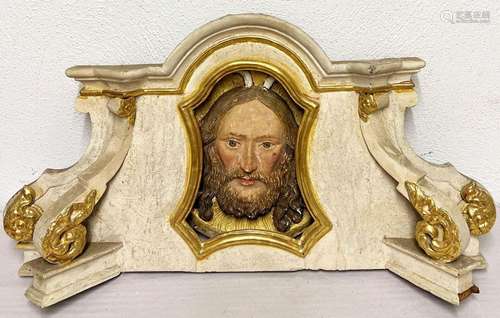 Prunkrahmen und Tondo eines Jesusreliefs/ decorative frame a...