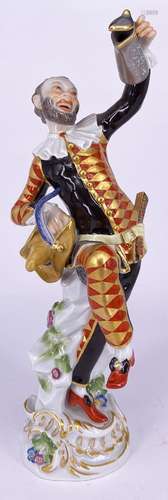 Meissen Figur "Harlekin mit Deckelkanne" aus der S...