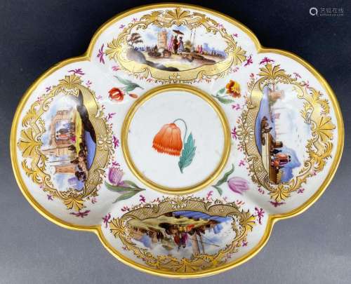 Meissen, Vierpass-Schale: oval-vierpassige Schale mit roter ...