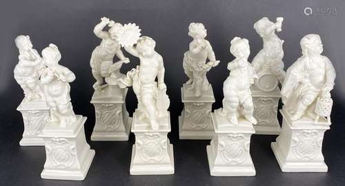 Nymphenburg, 8 Figuren, Modelle von F.A. Bustelli, Weißporze...