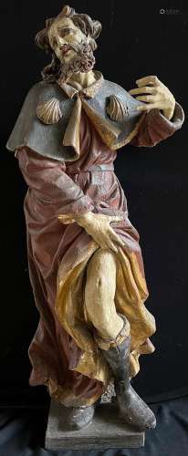 Hl. Rochus, 18. Jh., aus Holz geschnitzt mit farbiger Fassun...