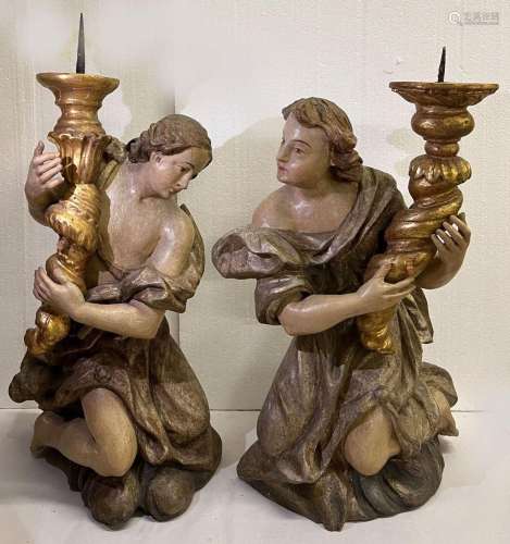 Paar Leuchterengel/ Pair of angel chandeliers. Franken, 18. ...