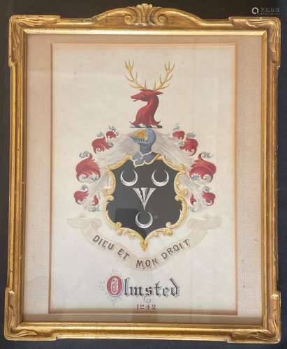 Wappen Olmsted, "Dieu et mon Droit", Coat of Arms....